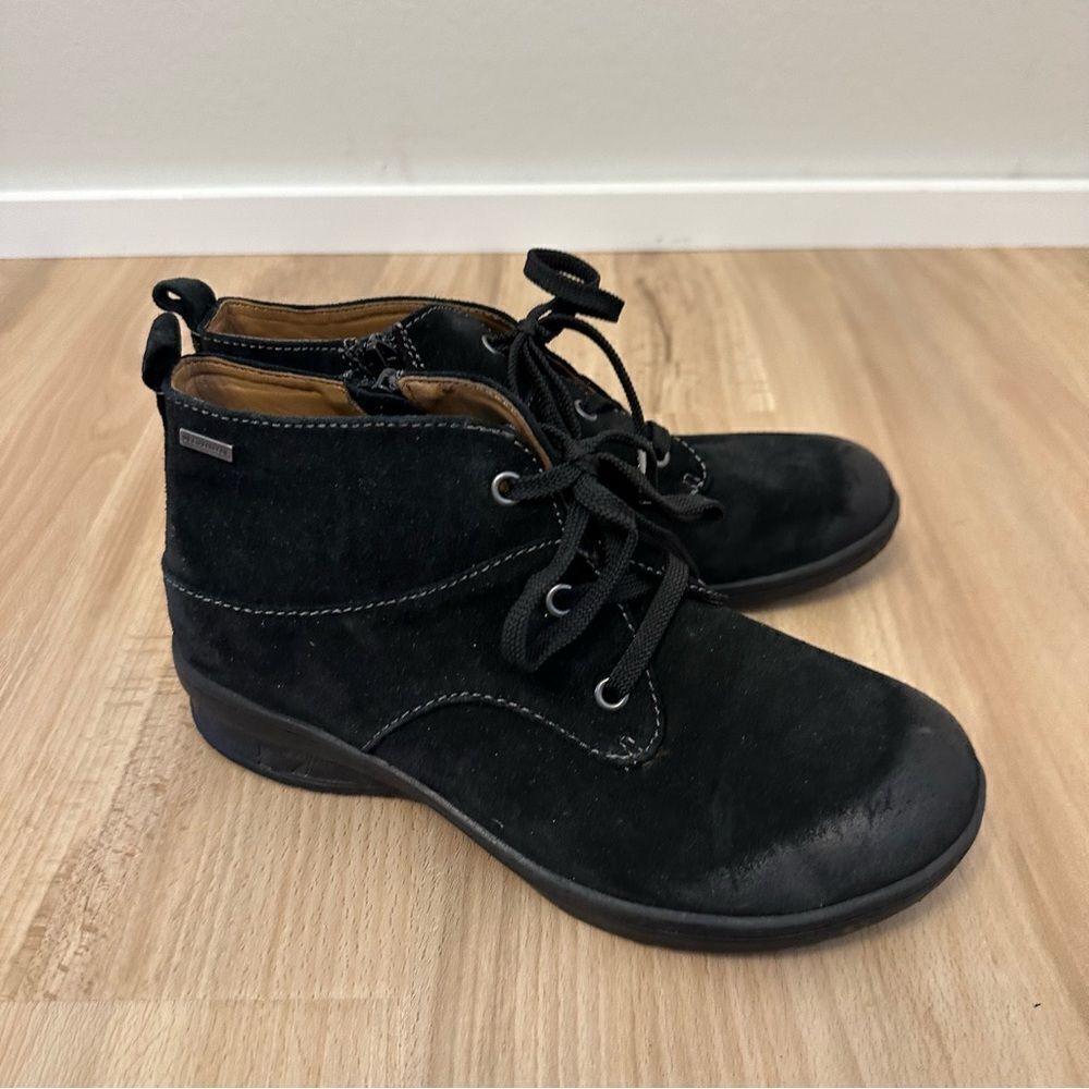 Comfortiva Align Lace Up Leather Boots with Side zipper Black Suede Leather